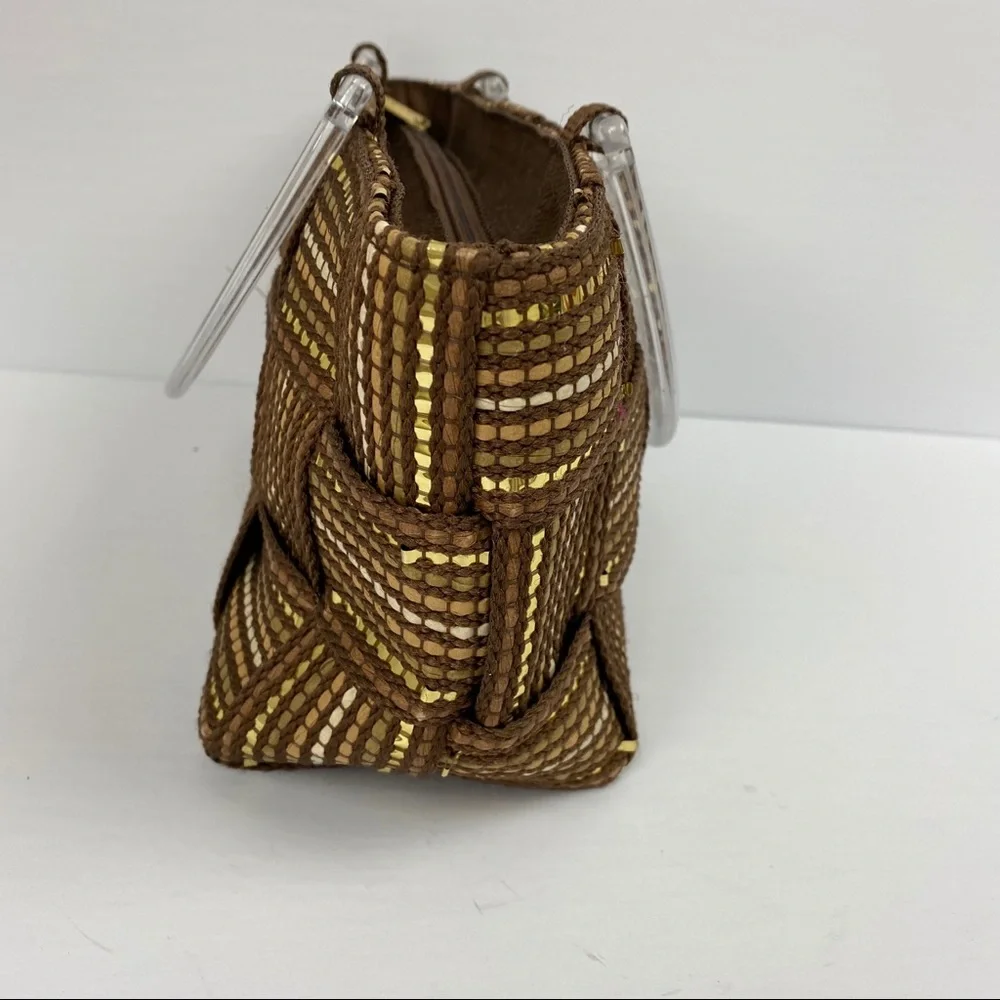 Vintage M&G Bertini Italian Paper Bag Purse Brown
